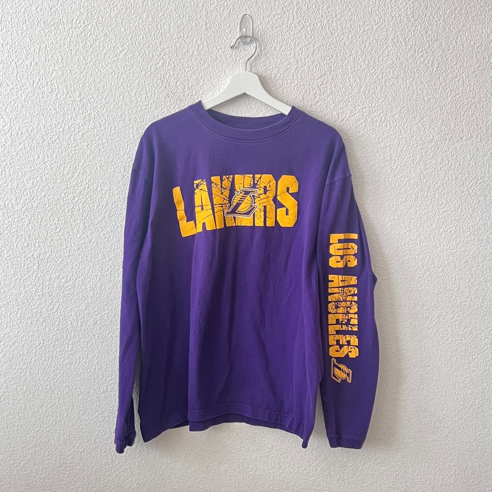 Los Angeles LA Lakers Large Purple Yellow Long Sleeve Shirt Unisex